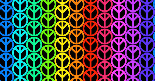 Love to All Peace Signs Black FLLA-D71-Z Cotton Woven Fabric