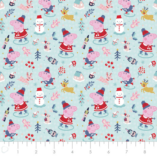 Licensed Character Winter Holiday IV Peppa Winter Wishes Blue    95220130-01 Cotton Woven Fabric