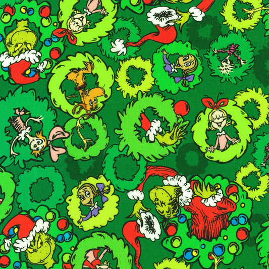 Licensed How the Grinch Stole Christmas by Dr. Seuss Enterprises Pine ADED-22566-274 Cotton Woven Fabric