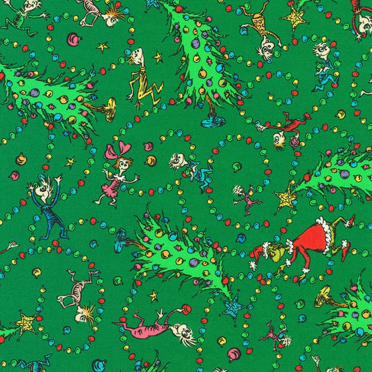 Licensed How the Grinch Stole Christmas by Dr. Seuss Enterprises Pine ADED-22569-274 Cotton Woven Fabric