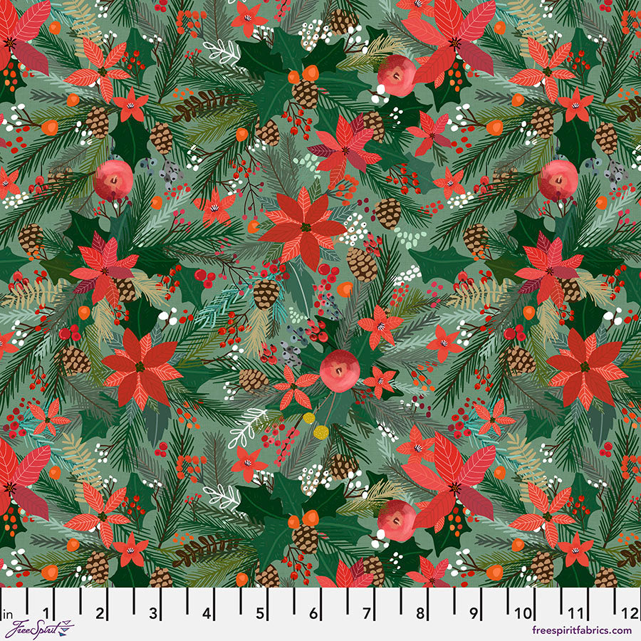 Christmas Squad by Mia Charro Pine Smell Green    PWMC017.XGREEN Cotton Woven Fabric