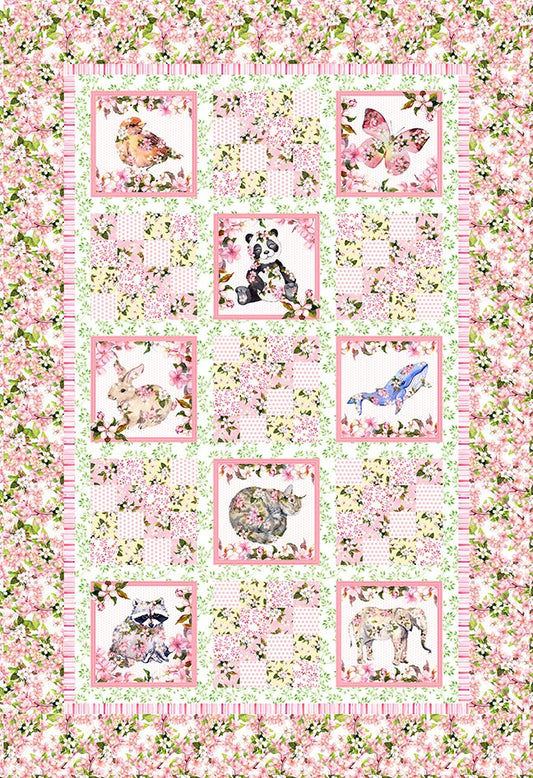 In the Beginning Fabrics Pattern Pretty in Pink Quilt 50.5" x 73.5"