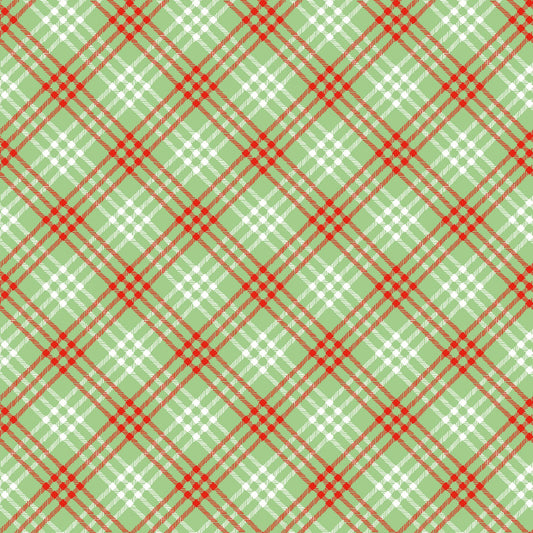 Christmas Joy by Cottage Mama Plaid Green C12253R-GREEN Cotton Woven Fabric