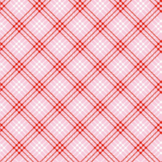 Christmas Joy by Cottage Mama Plaid Pink C12253R-PINK Cotton Woven Fabric
