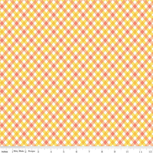 Fright Delight by LIndsay Wilkes of the Cottage Mama Plaid Yellow C13235-YELLOW Cotton Woven Fabric