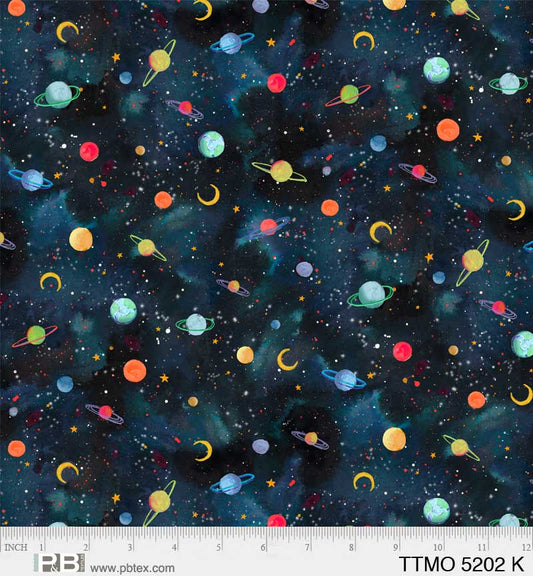 To The Moon by Rachel Nieman Planets Black    TTMO5202K Cotton Woven Fabric