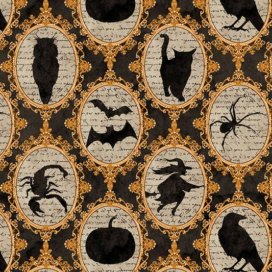 Deja Boo by Satin Moon Designs Portraits Black    2166-99 Cotton Woven Fabric