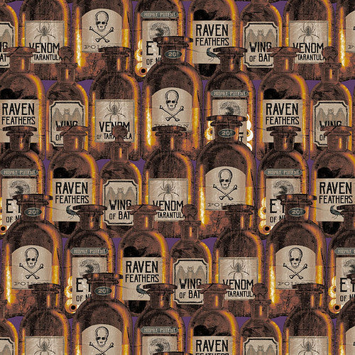 New Arrival: Spooky Vibes by Erin Wilde Potion Bottles Orange    2725-33 Cotton Woven Fabric