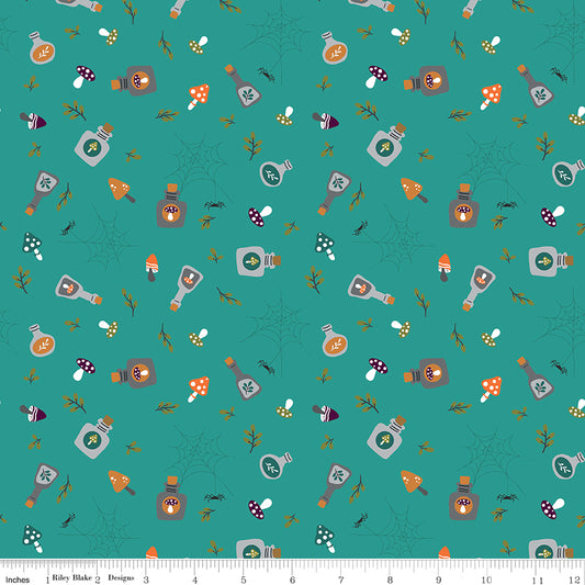 New Arrival: Little Witch by Jennifer Long Potions Light Teal    C14562-LTTEAL Cotton Woven Fabric