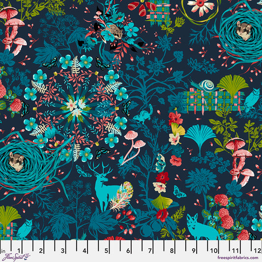 Land Art 2 by Odile Bailloeul Prairie PWOB060.NAVY Cotton Woven Fabric