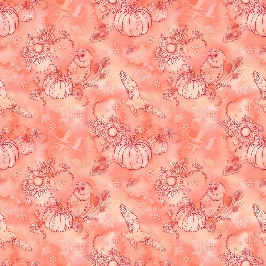 Night Owls by Kathleen Francour Pumpkin Outline Orange    6987-33 Cotton Woven Fabric