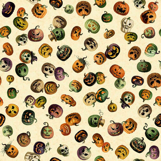 Creepsville by Morris Creative Group Pumpkin Toss Cream 30205E Cotton Woven Fabric