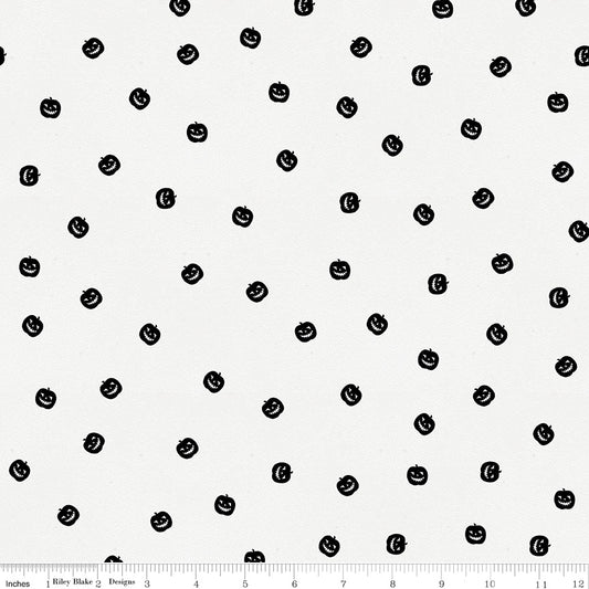 Pumpkin Patch by J. Wecker Frisch Pumpkin Toss White    C14575-WHITE Cotton Woven Fabric