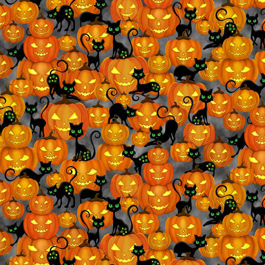 Trick or Treat Pumpkins Glow Orange DCX10329-ORAN Cotton Woven Fabric