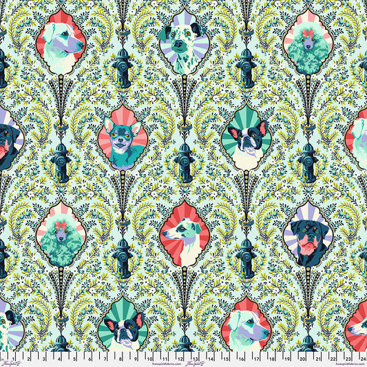 Besties by Tula Pink Puppy Dog Eyes Bluebell Metallic    PWTP213.BLUEBELL Cotton Woven Fabric