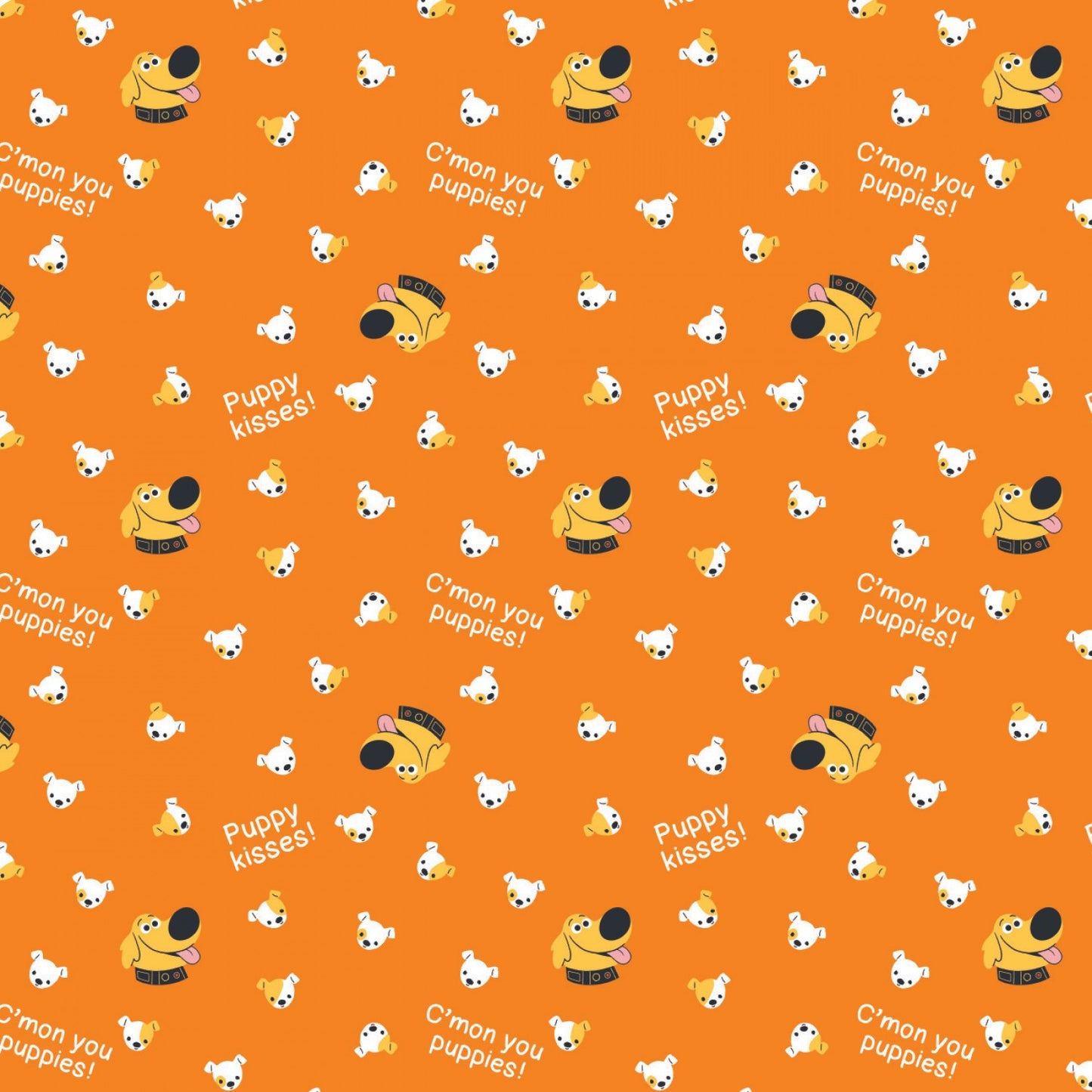 Licensed Pixar Dug Days Puppy Kisses Orange    85490108-1 Cotton Woven Fabric