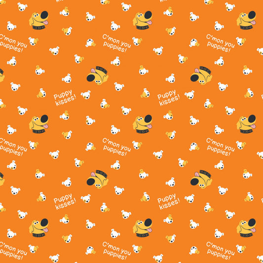 Licensed Pixar Dug Days Puppy Kisses Orange    85490108-1 Cotton Woven Fabric