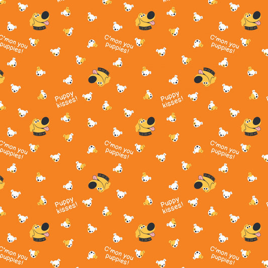 Licensed Pixar Dug Days Puppy Kisses Orange 85490108-1 Cotton Woven Fabric