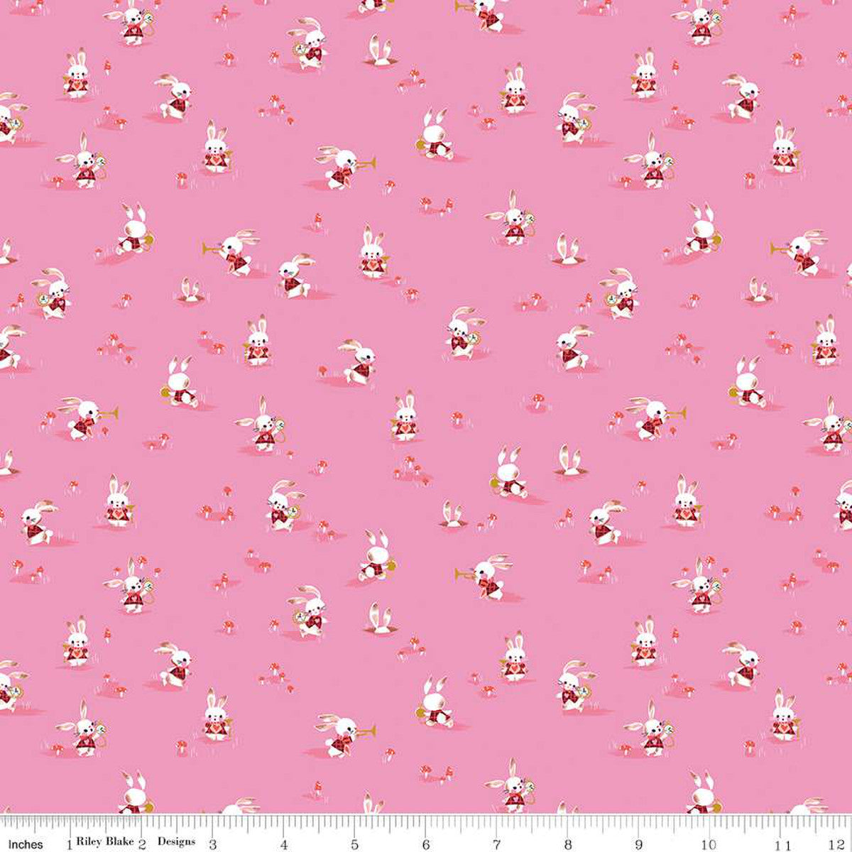 Down the Rabbit Hole by Jill Howath Rabbit Chase Pink    C12944-PINK Cotton Woven Fabric