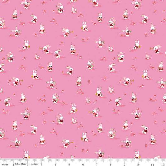 Down the Rabbit Hole by Jill Howath Rabbit Chase Pink    C12944-PINK Cotton Woven Fabric