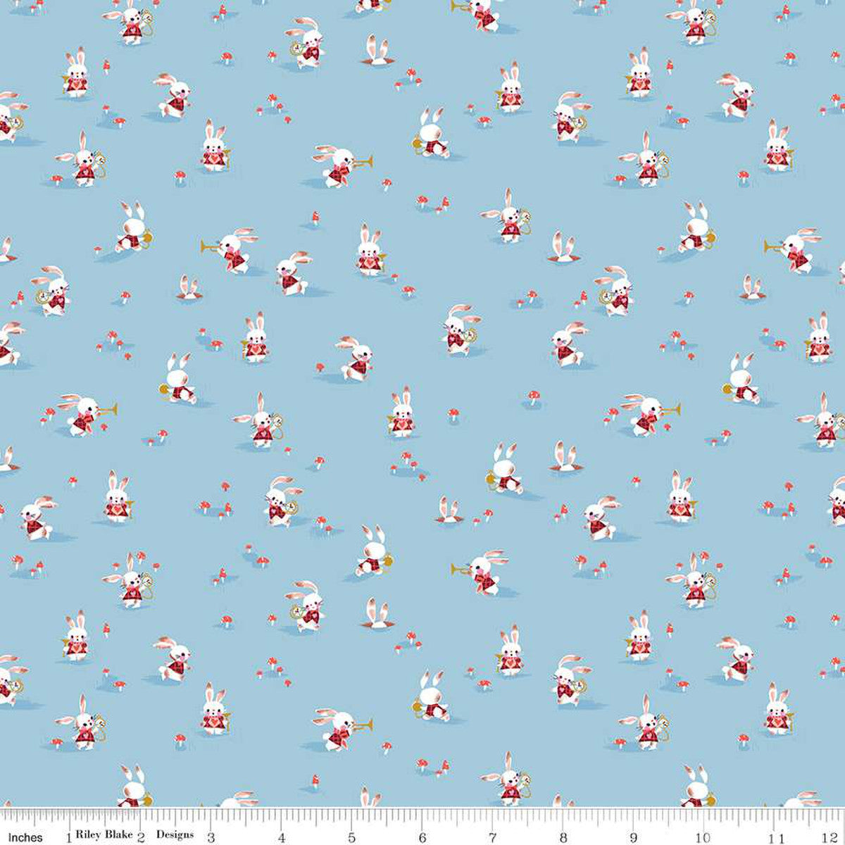 Down the Rabbit Hole by Jill Howath Rabbit Chase Sky    C12944-SKY Cotton Woven Fabric