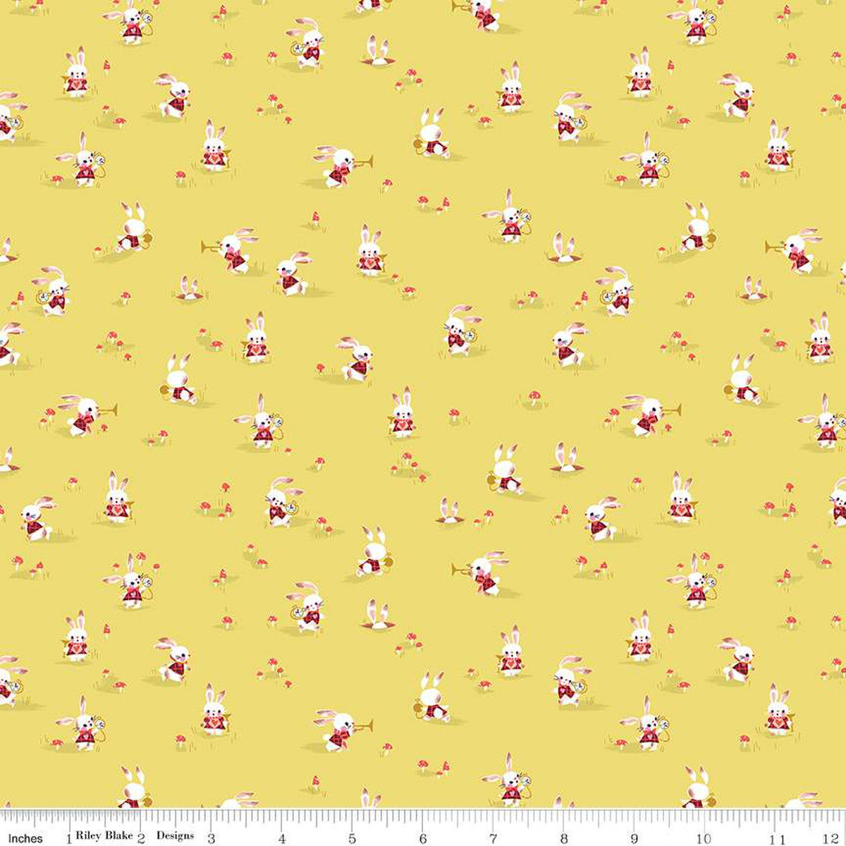 Down the Rabbit Hole by Jill Howath Rabbit Chase Yellow    C12944-YELLOW Cotton Woven Fabric