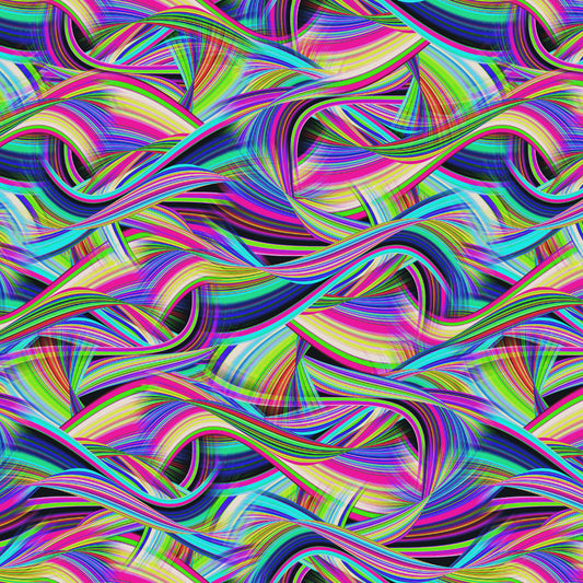 Disco-Tech Rainbow Ribbons 6927-75 Cotton Woven Fabric