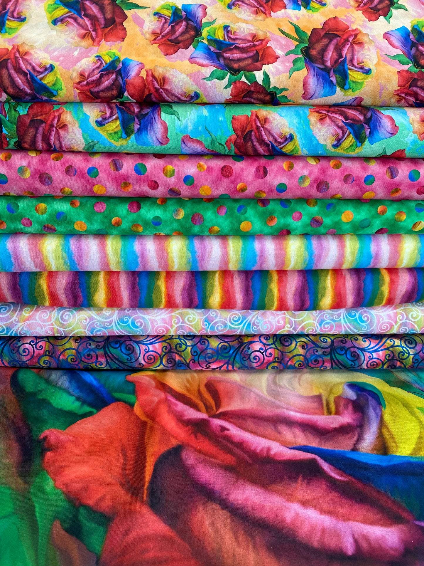 Rainbow Rose by Carol Cavlaris Roses Tossed    29200-H Cotton Woven Fabric