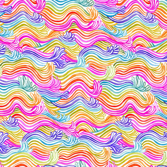 You're A Catch by Miriam Bos Rainbow Wave  ST-DMB2138MULT Cotton Woven Fabric