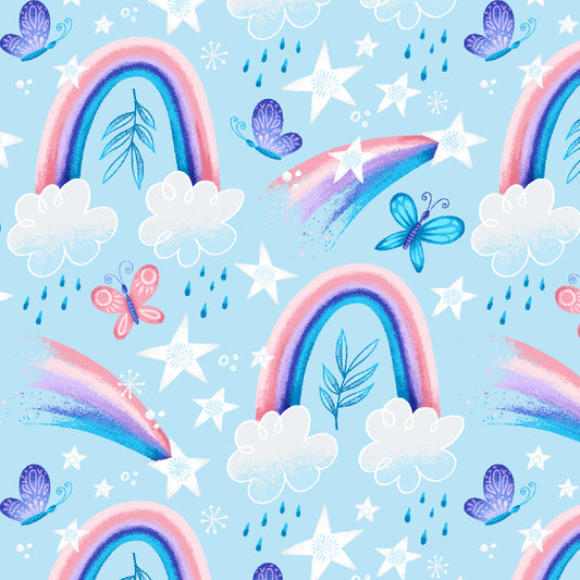 Sparkle Like a Unicorn by Danielle Hartgers Rainbows Blue 1857-70 Cotton Woven Fabric