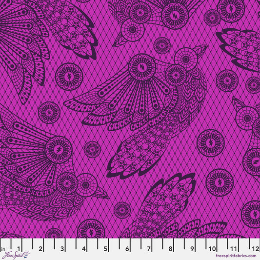 Nightshade DeJa Vu by Tula Pink Raven Lace Oleander    PWTP207.OLEANDER Cotton Woven Fabric