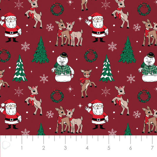 Licensed Character Winter Holiday III Reindeer Games Red    62010212-02 Cotton Woven Fabric