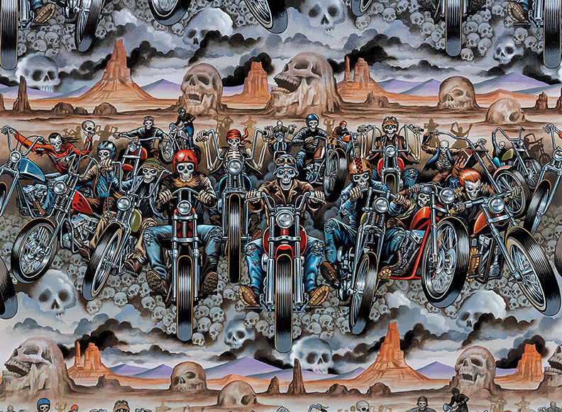 Nicole's Prints  24" Panel (Sold by repeat) Riders On The Storm Smoke  8990a  Cotton Woven Panel