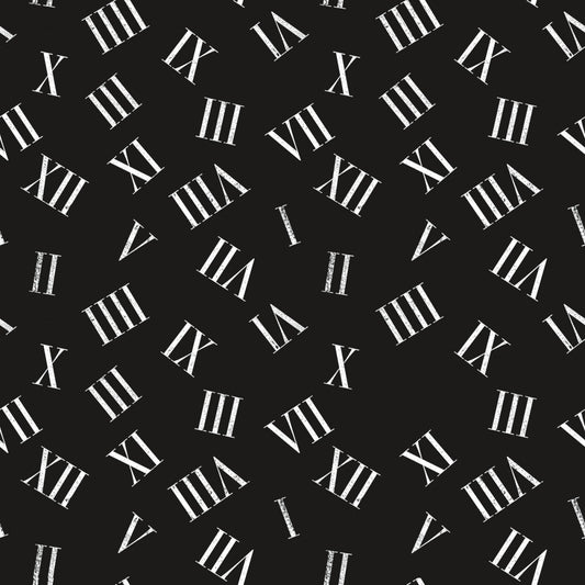 Mad Masquerade by J. Wecker Frisch Roaming Numerals Black    C11960R-BLACK Cotton Woven Fabric