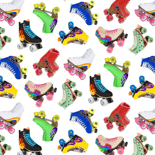In Motion Roller Skates White 667E-WHITE Cotton Woven Fabric