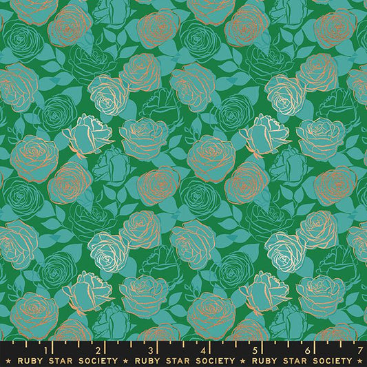 Curio by Melody Miller of Ruby Star Sociey Roses Billard Metallic RS0063-14M Cotton Woven Fabric