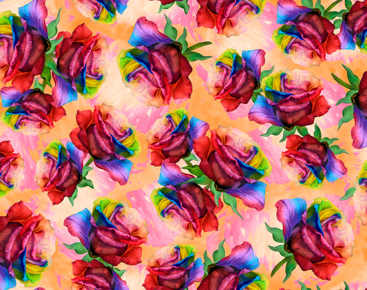 Rainbow Rose by Carol Cavlaris Roses Tossed 29200-C Cotton Woven Fabric