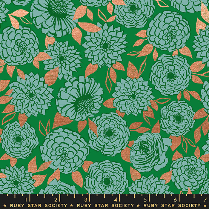 Stay Gold by Melody Miller of Ruby Star Society RS0022-17M Metallic Evergreen Cotton Woven Fabric