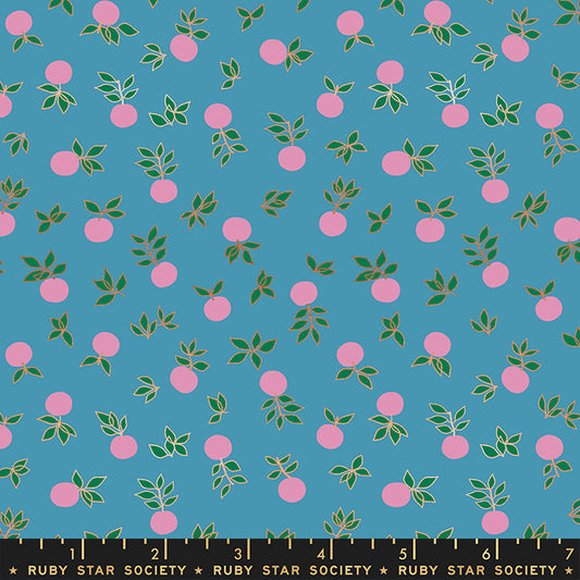 Stay Gold by Melody Miller of Ruby Star Society RS0024-17M Vintage Blue Metallic Cotton Woven Fabric