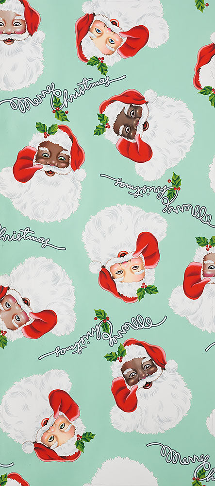 Christmas Time Santa Around the World Mint 8955a Cotton Woven Fabric