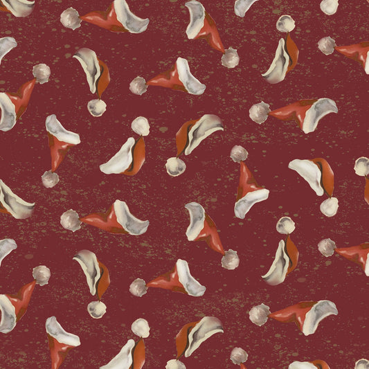 Better Not Pout Digital by Dan DiPaolo Santa Hats Dark Red    Y3786-83 Cotton Woven Fabric