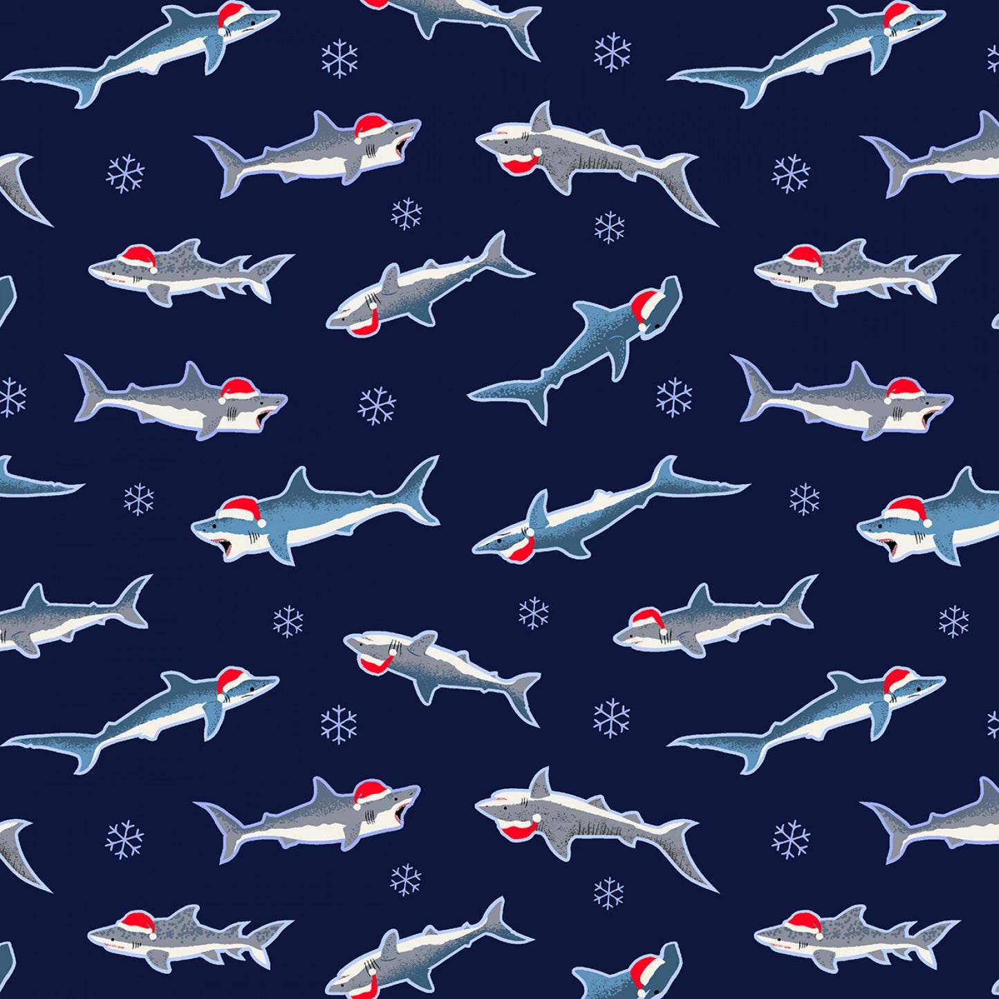 Santa Jaws Santa Jaws Navy    ST-D2210NAVY Cotton Woven Fabric