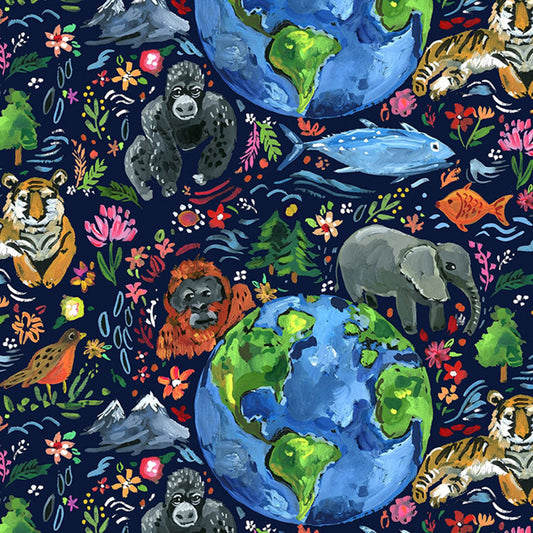 Earth Day by August Wren Save The Planet ST-DJL2113MULTI Cotton Woven Fabric