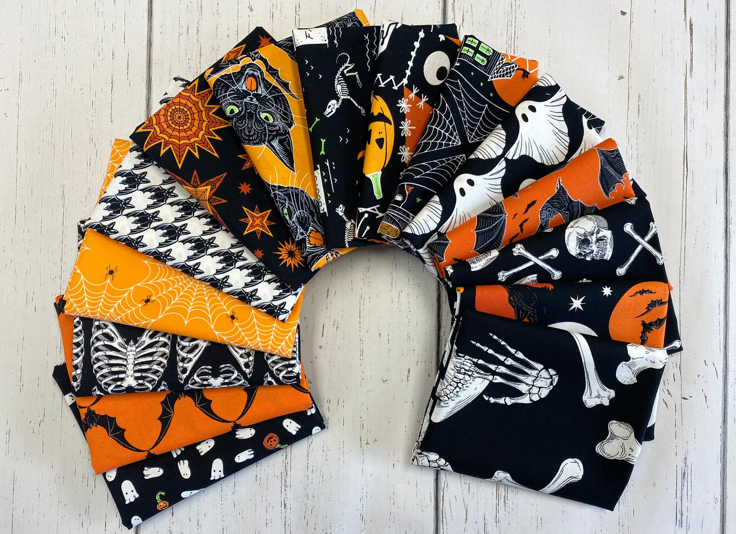 Scaredy Cat by Rachel Hauer Skeletons    PWRH032.BLACK Cotton Woven Fabric