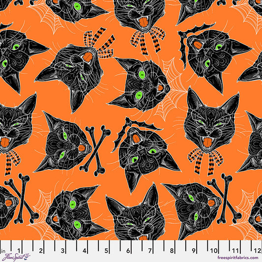 Scaredy Cat by Rachel Hauer Scaredy Cats PWRH029.ORANGE Cotton Woven Fabric