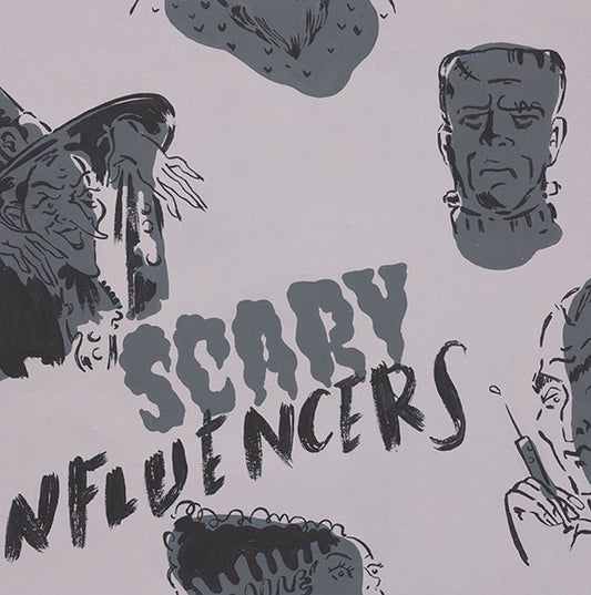 Haunted House Scary Influencers Gray 8995c Cotton Woven Fabric