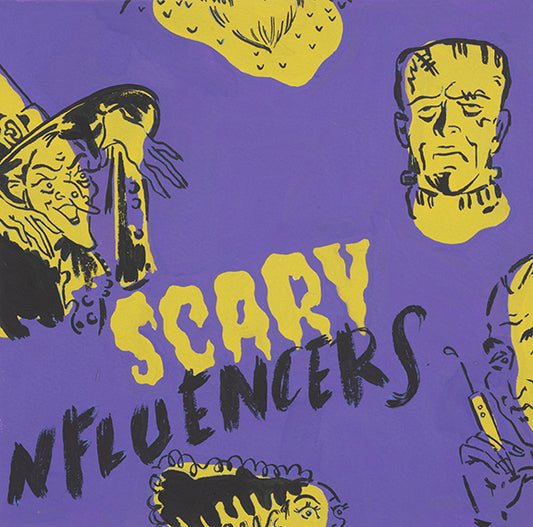 Haunted House  Scary Influencers Purple 8995b Cotton Woven Fabric