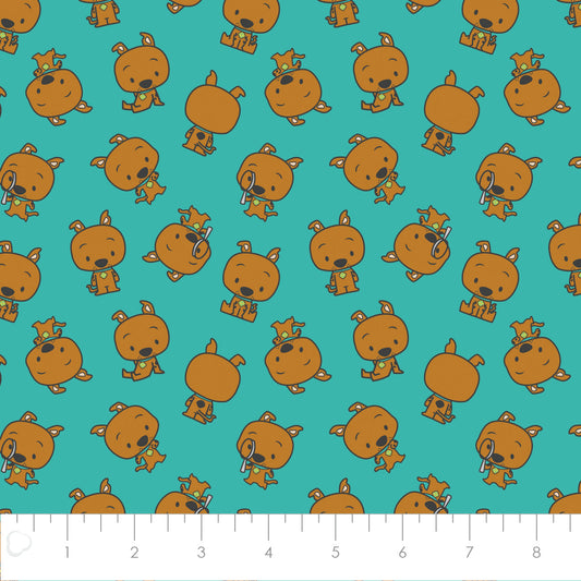 Licensed Scooby Doo Chibi Scooby Teal 23700519-02 Cotton Woven Fabric