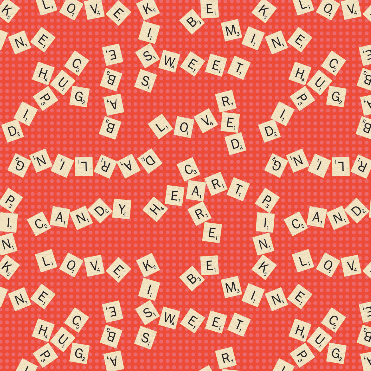 Licensed Valentine's Day II Scrabble Valentine Dot Red    95070318-02 Cotton Woven Fabric