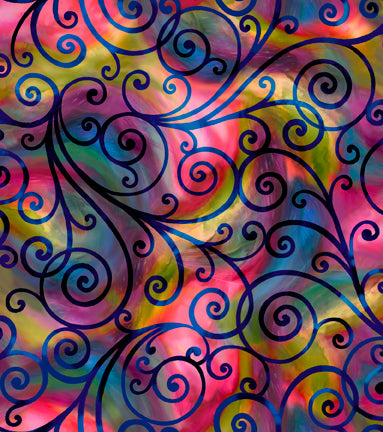 Rainbow Rose by Carol Cavlaris Scroll Bold 29202-BX Cotton Woven Fabric